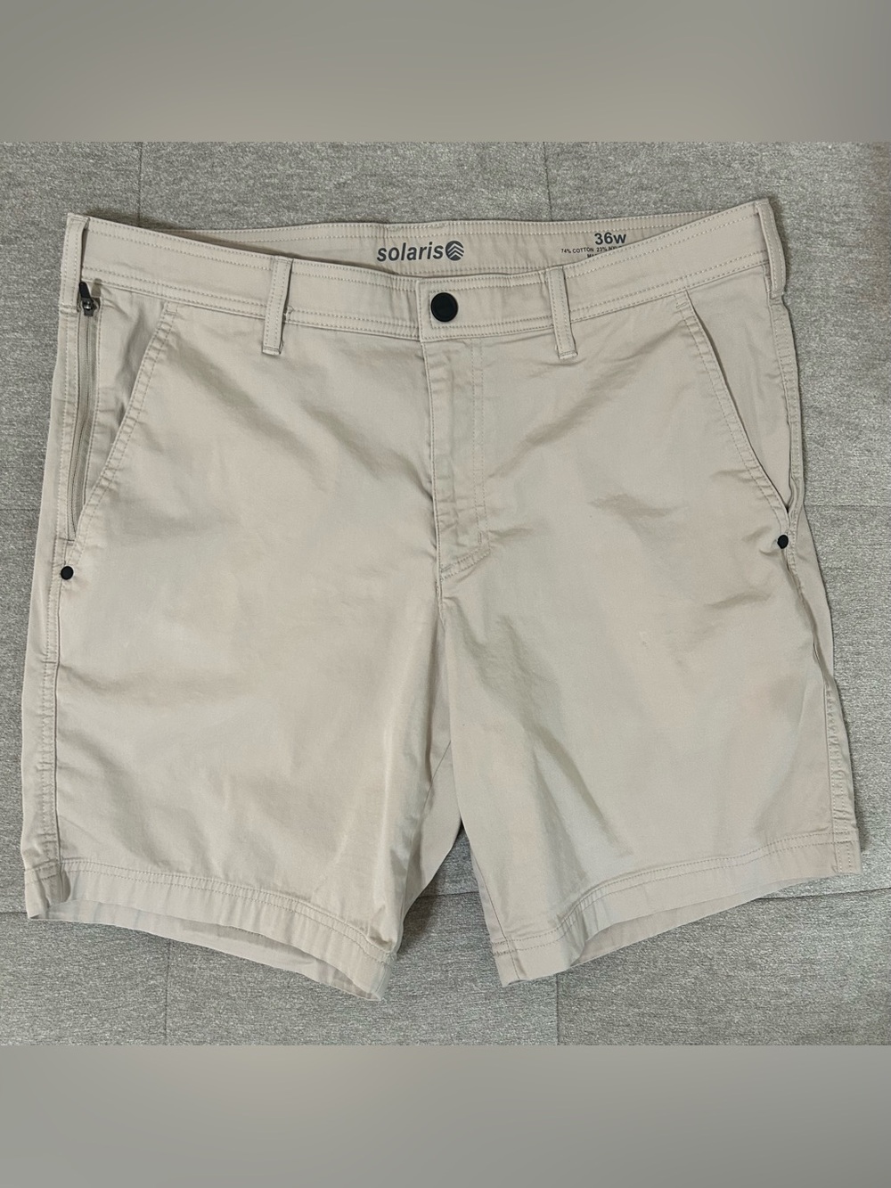 Solaris Men’s Light Beige Flat Front Shorts